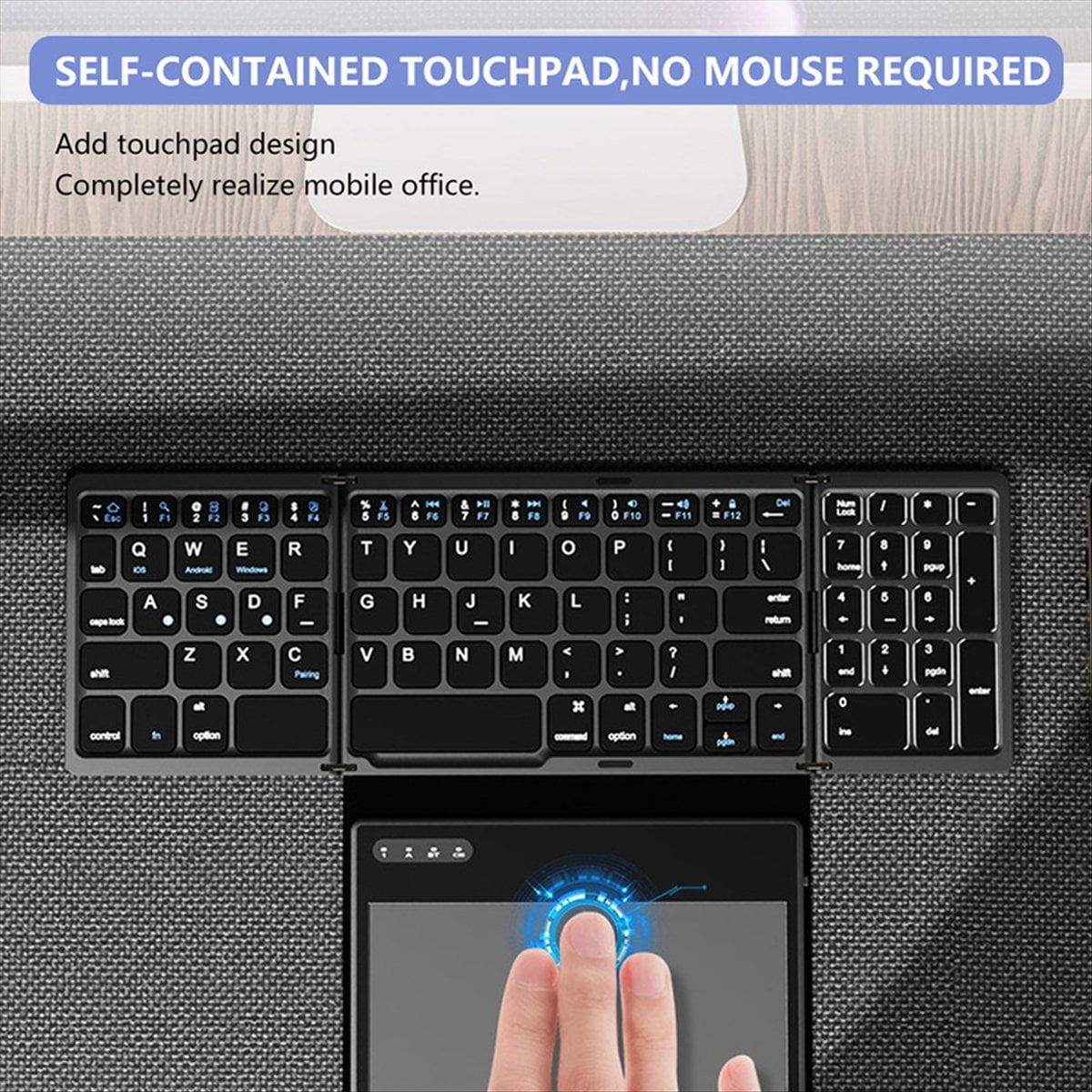 Foldable Bluetooth Keyboard with Touchpad Pocket Folding Keyboard for Laptop Tablet Wireless Rechargeable Keyboard