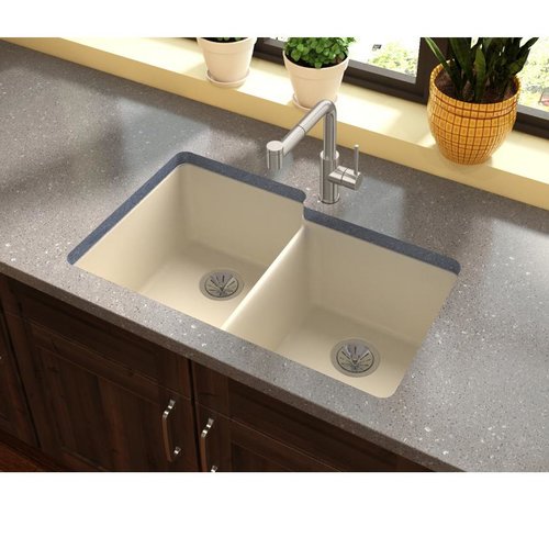 Elkay Quartz Luxe 33" x 201/2" x 91/2", Offset Double Bowl Undermount