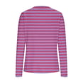 thumbnail image 6 of VEKDONE Women Stripe Shirts Ribbed Knit Slim Fit Tops Long Sleeve Basic Tee Casual Stretch Crewneck Blouses Underscrubs Layer Clothes, 6 of 6