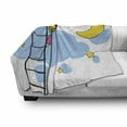 thumbnail image 3 of Star Soft Flannel Fleece Throw Blanket, Girl on Ladder Hanging a Star in the Night Sky with Half Moon Cartoon Picture, Cozy Plush for Indoor and Outdoor Use, 60" x 80", Yellow Blue, by Ambesonne, 3 of 6