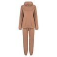 thumbnail image 3 of Conjunto de dos piezas de sudadera con capucha de color liso para mujer - Sudadera con capucha y pantalones con cintura elástica - S-XXL, 3 of 4