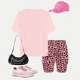 thumbnail image 5 of Yuncity Girls Summer Outfits 2 Piece Short Sleeve Top Elastic Waistband Shorts Casual Playwear Soft Comfortable Daily Wear Toddler Kids Sets Size 9-10 Years Pink, 5 of 6