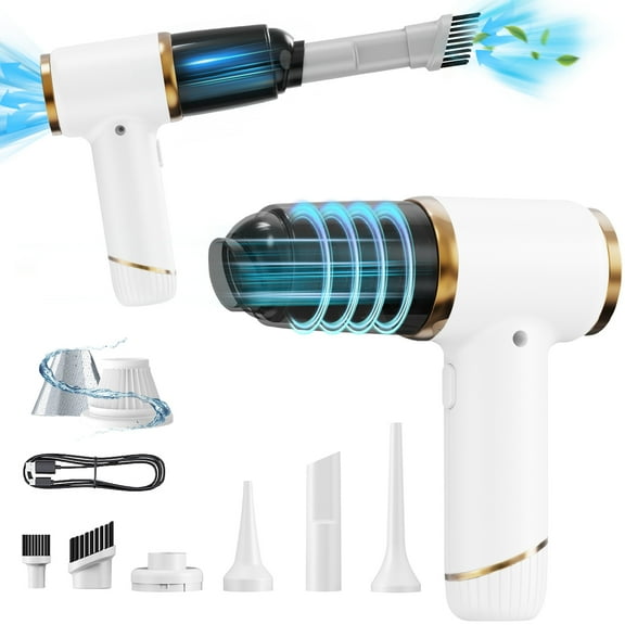 Handheld Vacuum Cleaner 15000PA Car Vacuum, 6 in 1 Portable Cordless Vacuum Cleaner Set, USB Rechargeable. White
