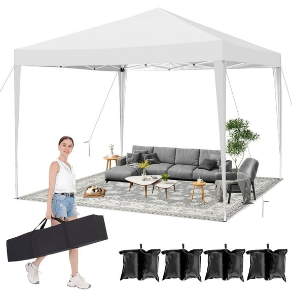 SANOPY 10' x 10' Outdoor Canopy Party Tent EZ Pop Up Canopy Commercial Instant Canopies Gazebo with Air Vent, 8 Stakes & 4 Ropes & 4 Sandbags for Beach Wedding Picnics Camping