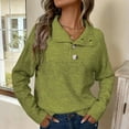 thumbnail image 3 of Ladies' Casual Stand Up Collar Knitted Sweater Solid Color Button Casual Loose Sweater for Fall Winter Easy Wear,Green,S, 3 of 5