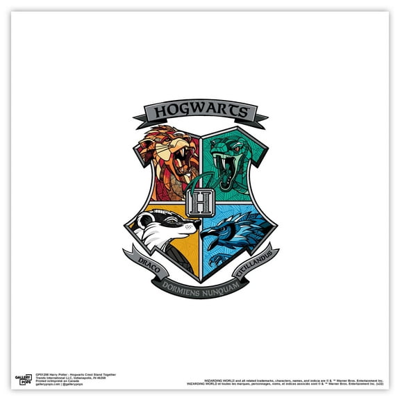 Gallery Pops Harry Potter - Hogwarts Crest Stand Together Wall Art, Unframed Version, 12" x 12"