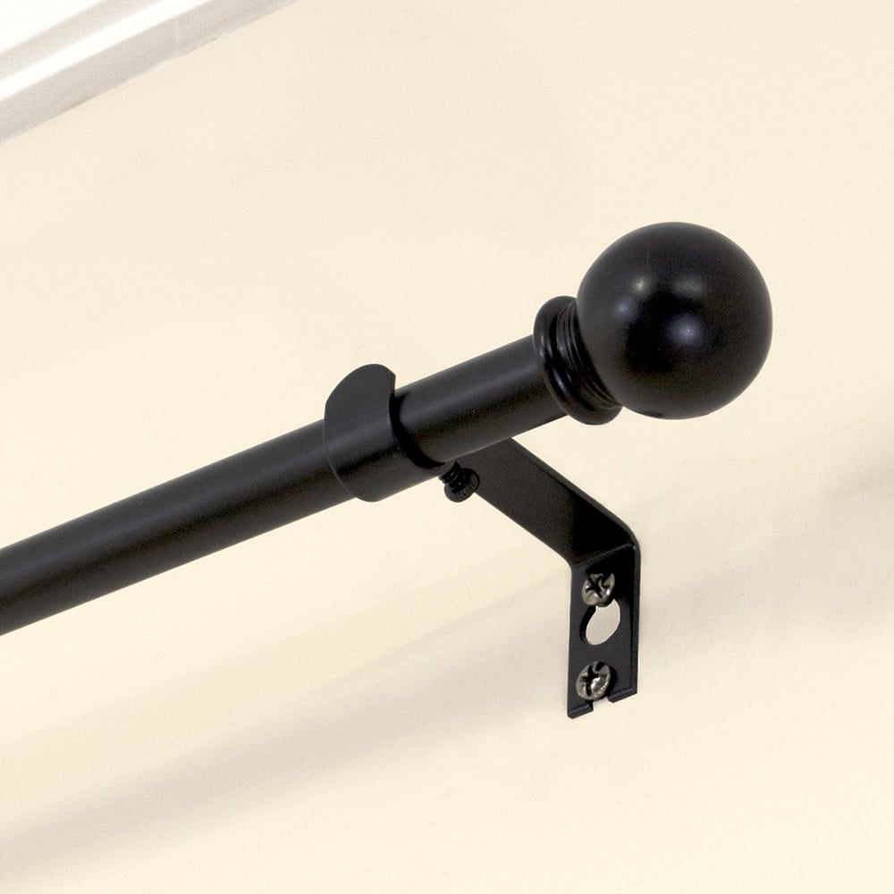 Mainstays 5/8" Black Ball Single Curtain Rod, 28-48"