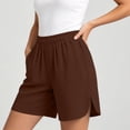 thumbnail image 6 of Bermuda Shorts for Women Ihhxva Elastic Waist Solid with Pockets Casual Pocket Loose Fit Summer Stretch Cotton Lightweight Travel Beach S-2XL, 6 of 8