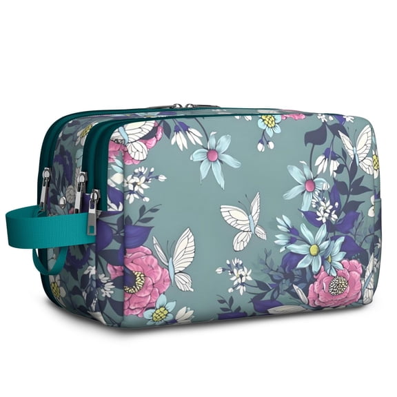 Toiletries Bag,Pioneer Flower Floral Print Pattern Mens Womens Toiletry Bag Bathroom Bag,Waterproof Toiletry Travel Bag Dopp Kit Shaving Bag 11x6.3x5.1 Inch