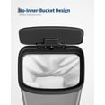 thumbnail image 2 of Step Trash Can – Large Capacity 16 Gal Stainless Steel – Soft-Close Plastic Lid – Rectangular – Kitchen, Bathroom & Living Room – Recycling Waste Container – Silver, 2 of 6
