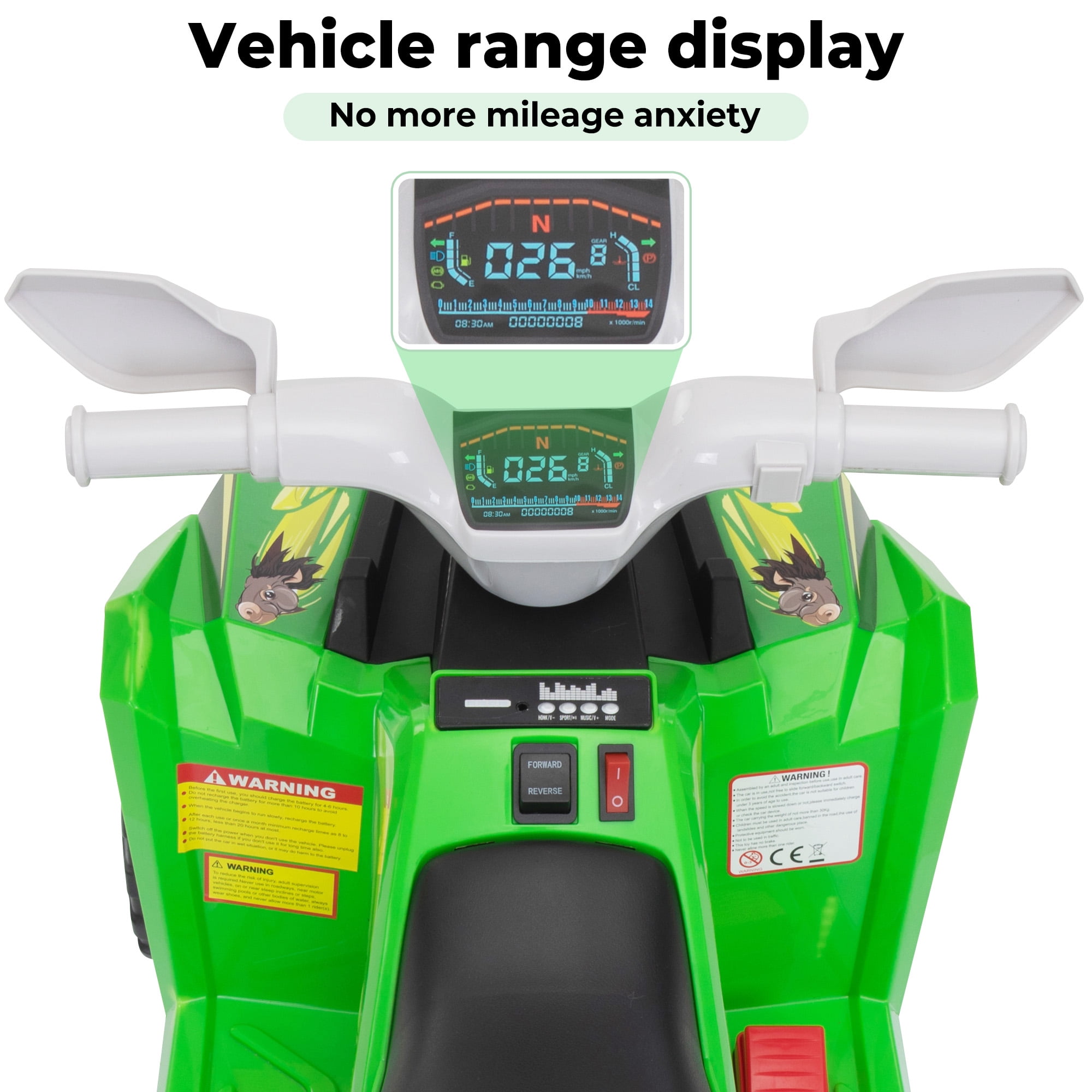 Jaxpety Kids ATV, 6V 4 Wheeler Electric Quad Car Ride on Toys with Trailer, Bluetooth, Music, Horn, Green
