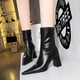 thumbnail image 5 of Zapatos de tacón alto y grueso para mujer, botas cortas ajustadas de invierno, estilo discoteca, sexys, a la moda, sencillos, adelgazantes, con punta estrecha, 5 of 5