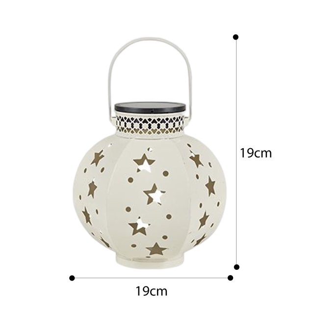 Linterna Linternas solares Colgantes Hierro Arte Hollow Star Proyección Vintage Lantern (Beige) Hugtrwg Para estrenar
