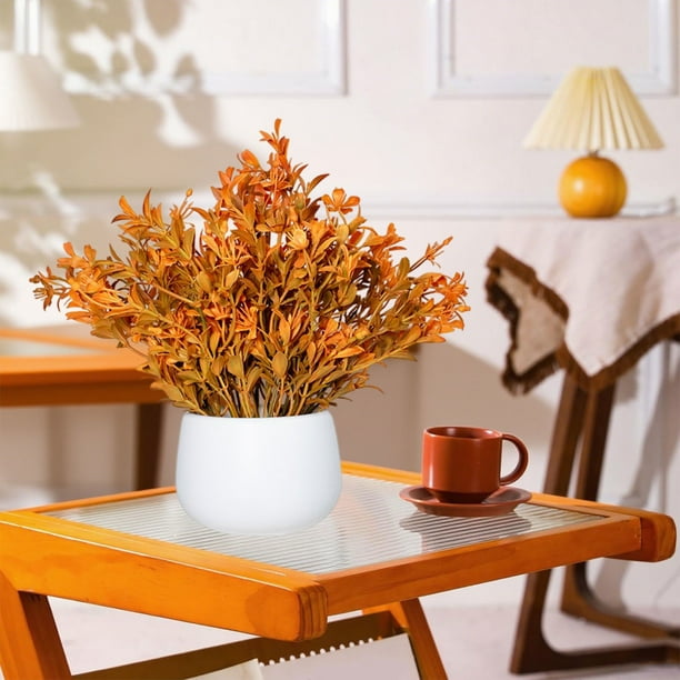 Planta Artificial Naranja En Maceta | Bonsái de Hierba Tejida Artificial | Decoración de Escritorio y Mesa de 24 Cm para Sala de Estar, Oficina o Bodas | Flores Artificiales para Interior/Exterior Si