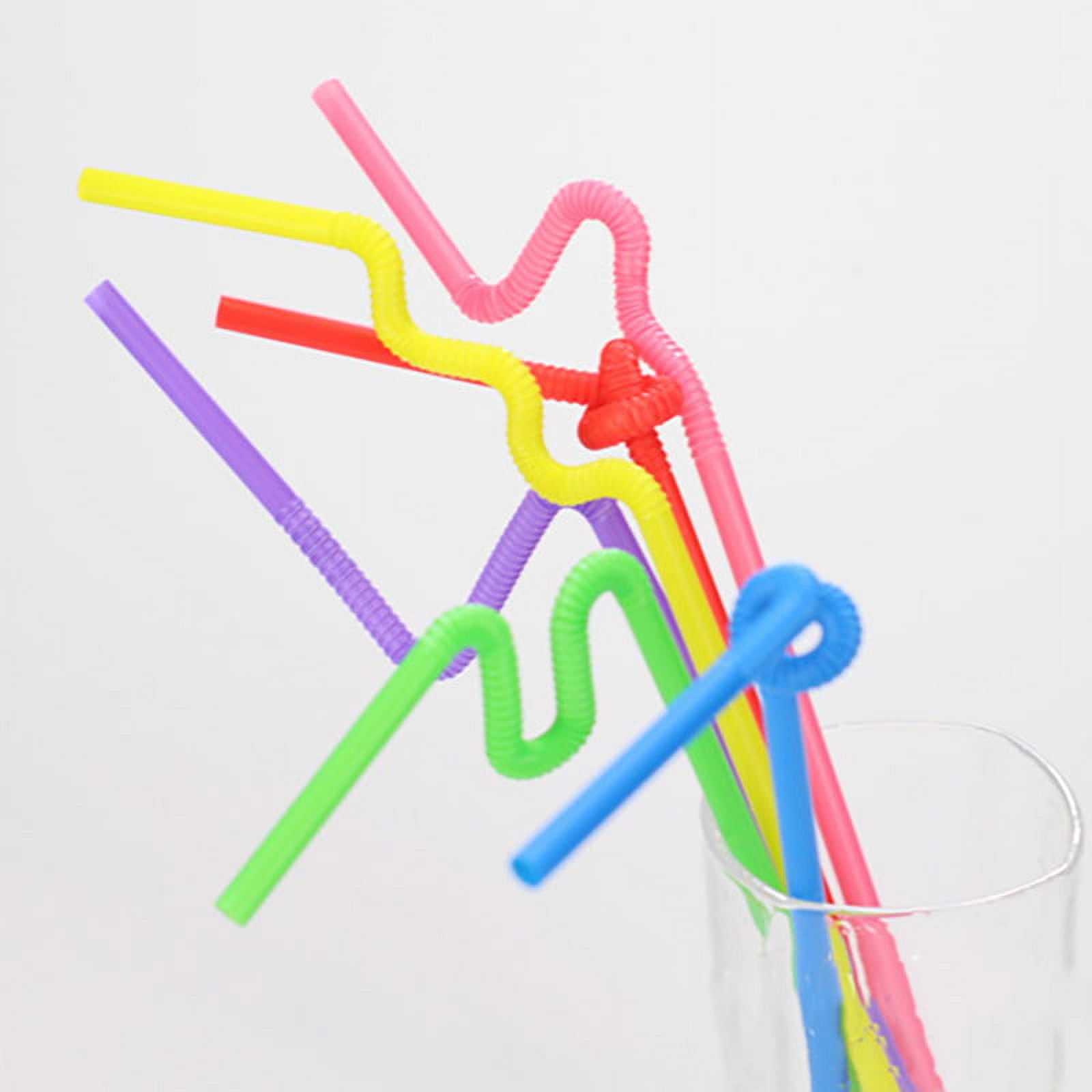 Extra Long Flexible Plastic Drinking Straws Party Bar Drinking Supplies,100 Pcs