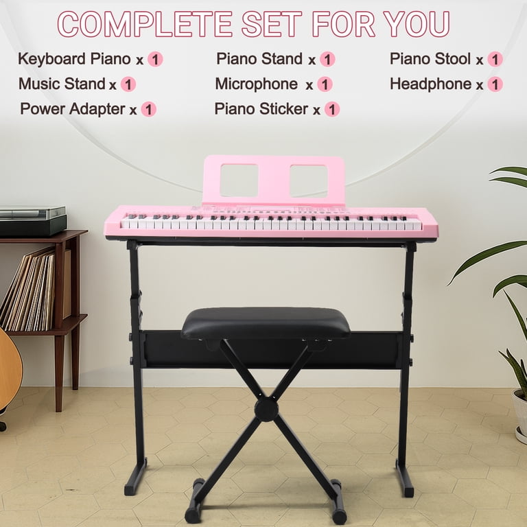 Ktaxon 61 Keys Keyboard Piano with Lighted Keys, Z-Stand, Piano