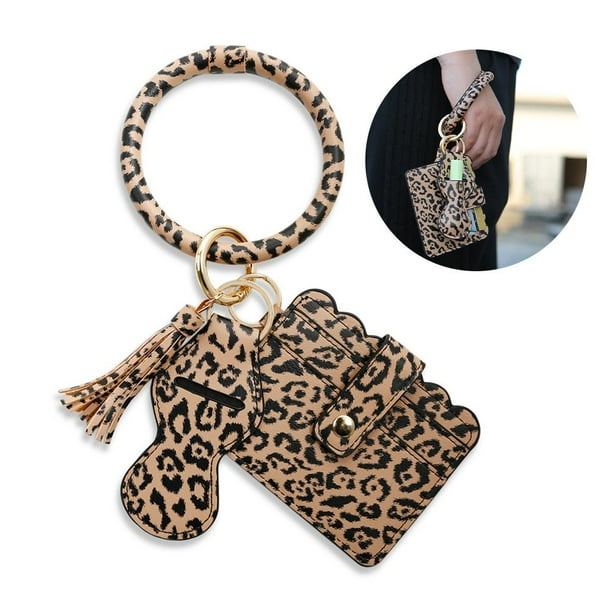 Desmontable Pu Cuero Llavero Tarjetero Círculo Pulsera Pulsera Llavero Para Novia Madre Amiga matsuzay AP006160-05