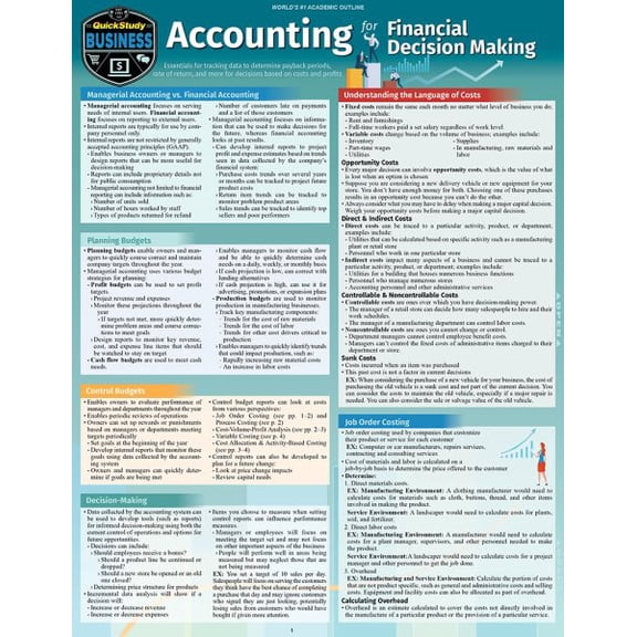 Pre-Owned Accounting for Financial Decision Making : a QuickStudy Laminated Reference Guide (Edition 1) (Other)