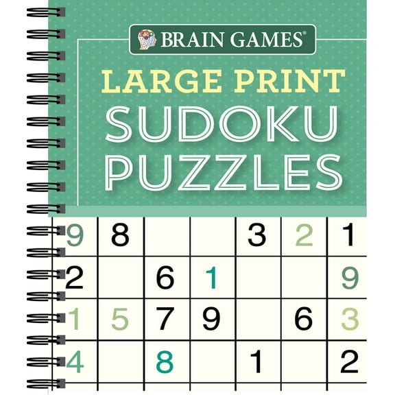 Publications International Brain Games Large Print Sudoku Puzzles, Green (Spiral-Bound)