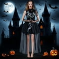 thumbnail image 2 of FYEGRE Gothic Undead Bride Wedding Dress Elegant Halloween Scary Outfit For Women Black XL, 2 of 8