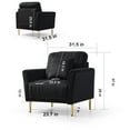 thumbnail image 6 of 3 Pieces Sectional Sofa Set, Modern Velvet Tufted Upholstered Sofa Couch Set with Loveseat Sofa and 2 Piece Single Armchair Sectional Couches with 4 Throw Pillows for Living Room, 2+1+1 Seater, Black, 6 of 7