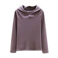 thumbnail image 2 of Women's Thermal Hoodie Tops Fleece Lined Underwear Long Sleeve Warm Winter Base Layer Shirts Soft Loungewear New Women's Fleece Pajamas Tops Purple L, 2 of 3