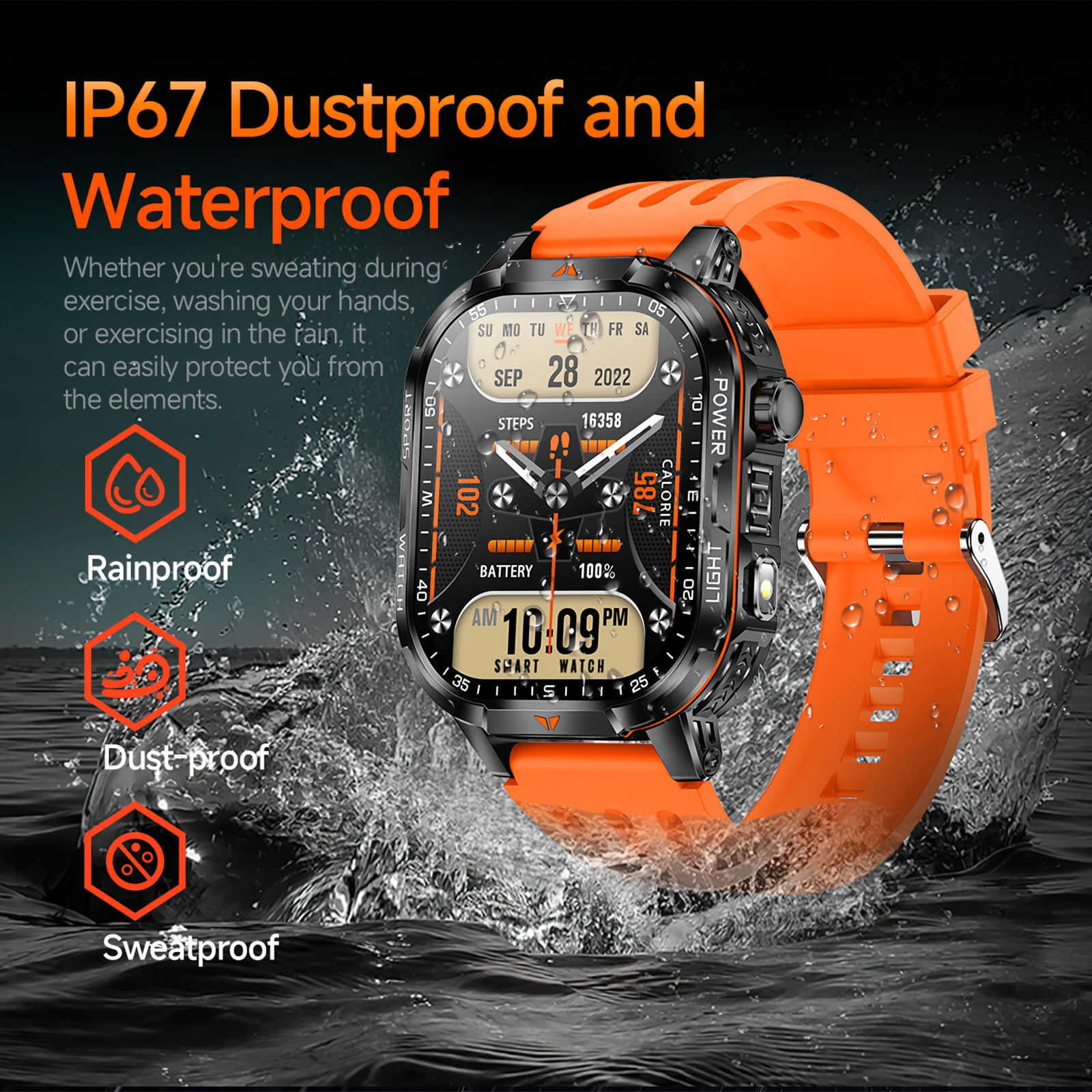 High-Capacity Battery Smartwatch: 120-Day Battery, 2.01-Inch HD Touch Screen, LED Flashlight, Wireless Calling, 120+ Sports Modes, Pedometer, Fitness Tracker