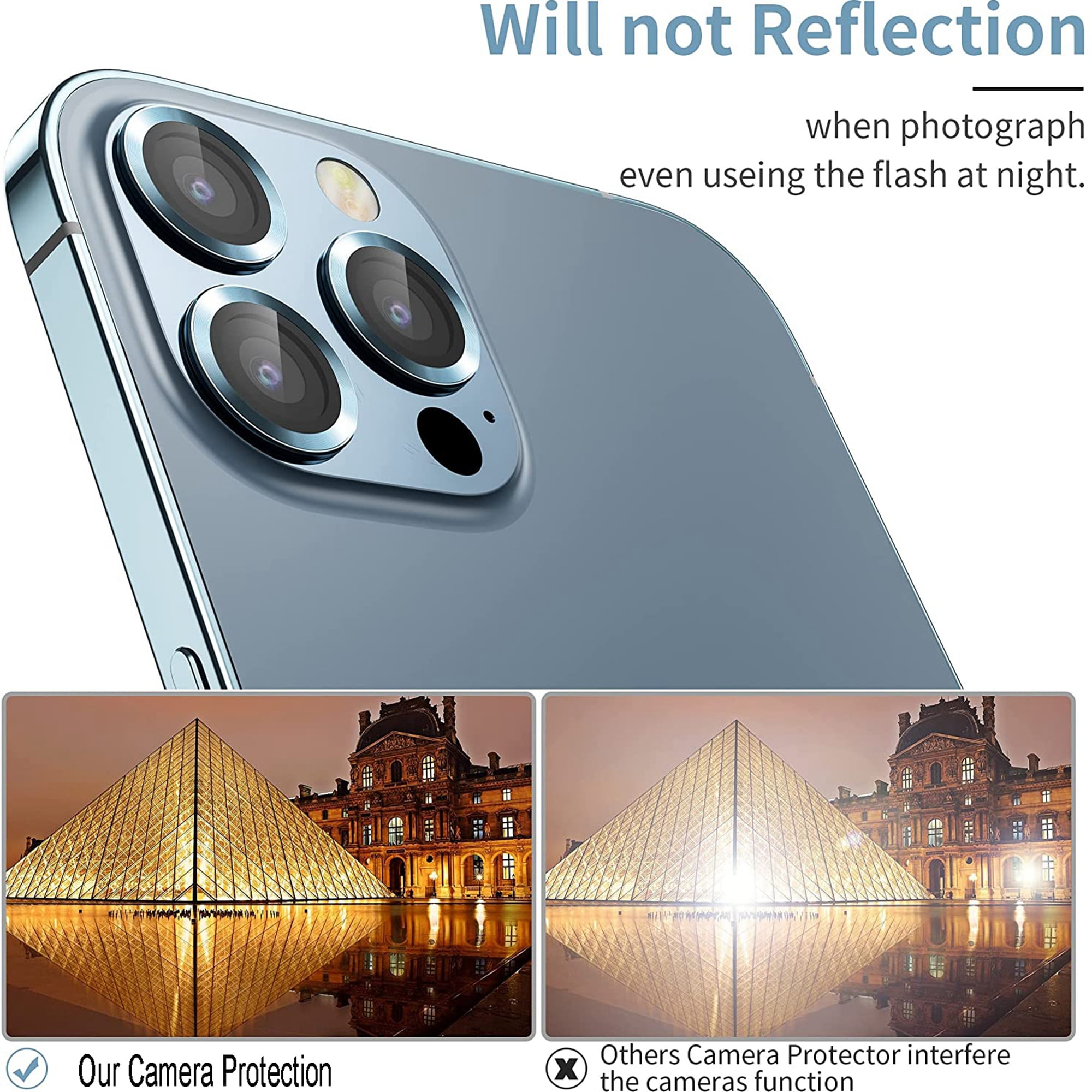 Olixar Sierra Blue Metal Ring Camera Lens Protector - For iPhone 13 Pro Max