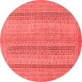 thumbnail image 1 of Ahgly Company Machine Washable Indoor Round Abstract Red Modern Area Rugs, 3' Round, 1 of 4
