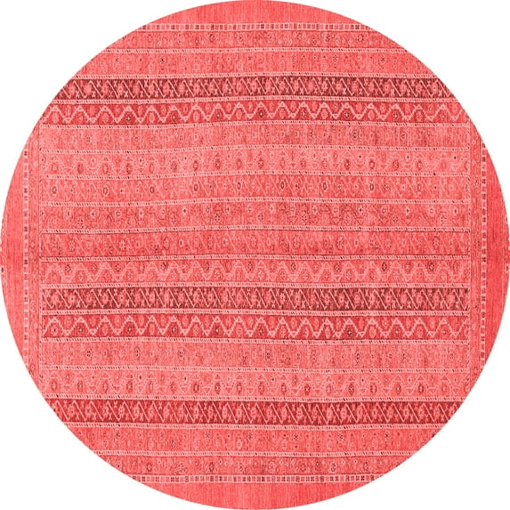 Ahgly Company Machine Washable Indoor Round Abstract Red Modern Area Rugs, 3' Round