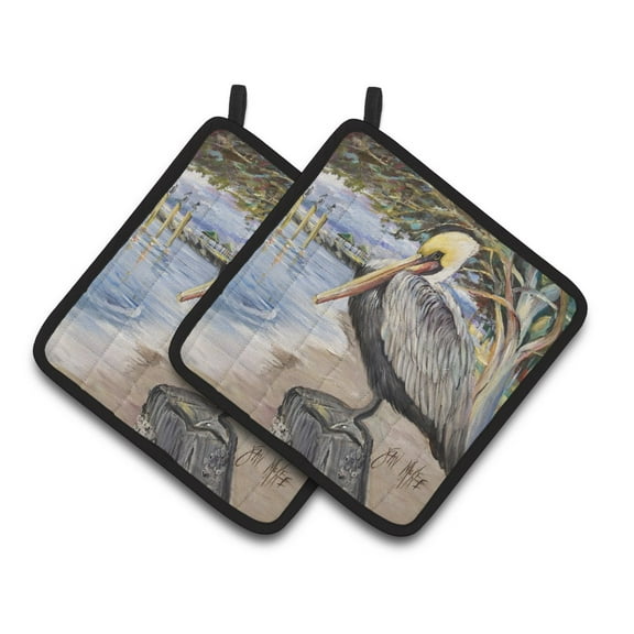 Carolines Treasures JMK1218PTHD Pelican Bay Pair of Pot Holders , 7.5HX7.5W, multicolor
