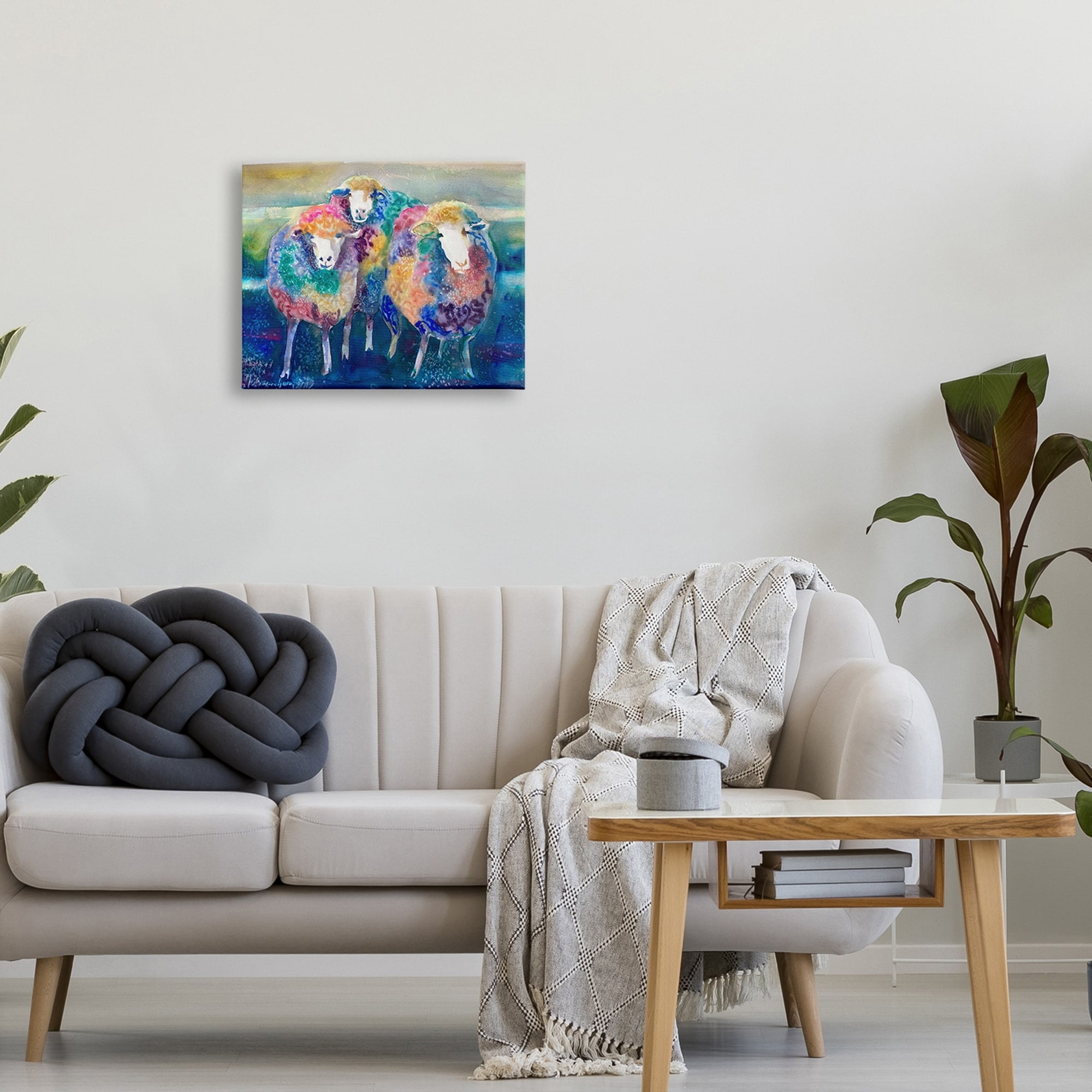 Stupell Industries Fun Cute Bold Rainbow Farm Sheep Design , 40 x 30, Design by MB Cunningham