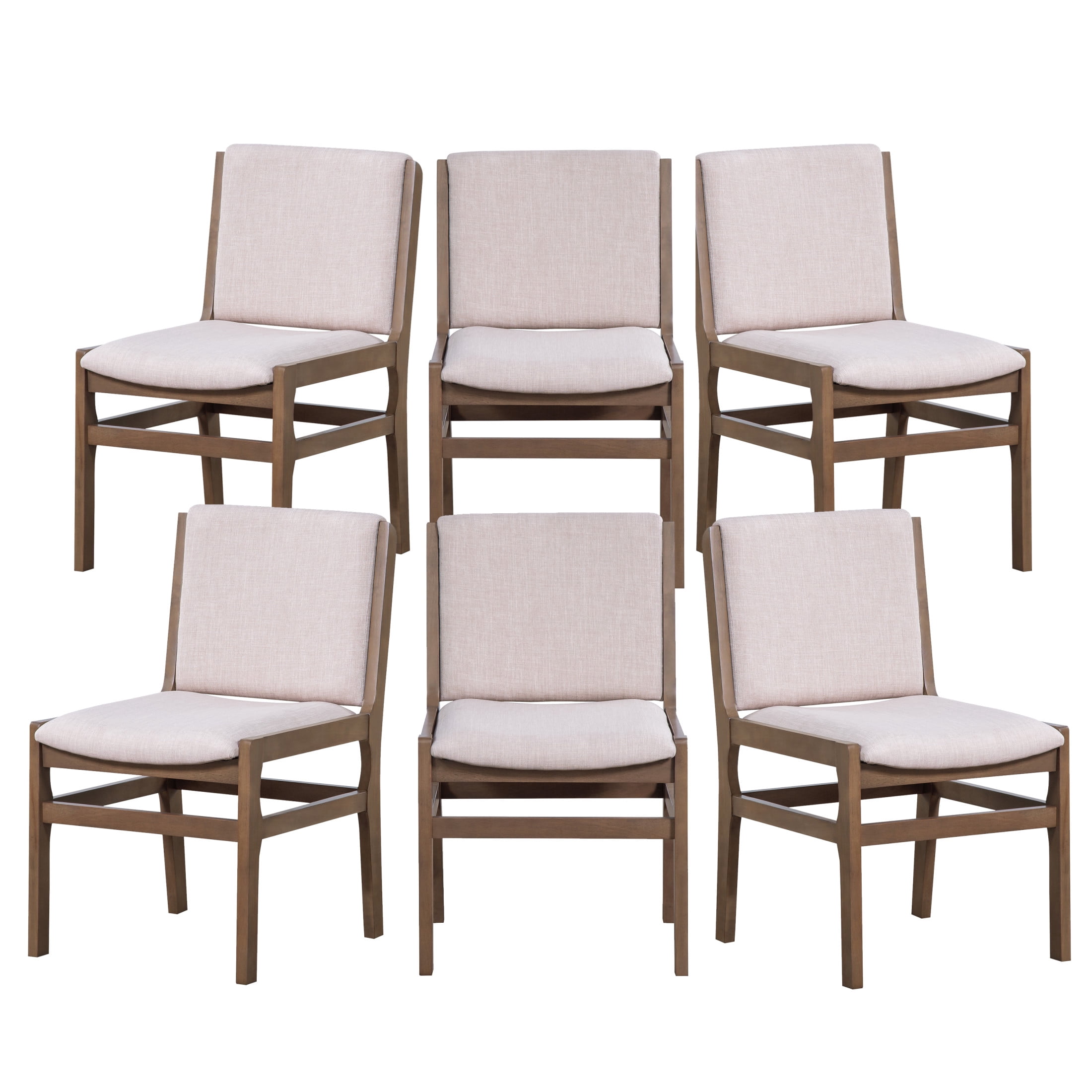 Christopher Knight Home 33"H Upholstered Armless Dining Chairs, Rubberwood Frame, Walnut, Set of 6