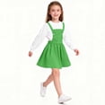 thumbnail image 5 of ASEIDFNSA Girls Suspender Skirt with Bib Front Button Straps Elastic Waist and A Line Fit (Green,8-9 Years), 5 of 5
