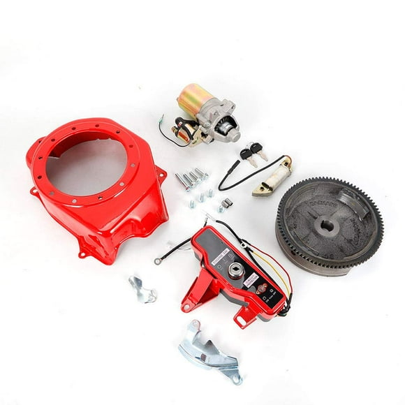 Kit de Démarrage Électrique, Moteur de Démarrage de Volant, Interrupteur à Clé, Couvercle de Ventilateur d'Allumage Compatible avec GX160 5.5HP GX200 6.5HP (pour GX160 GX200)