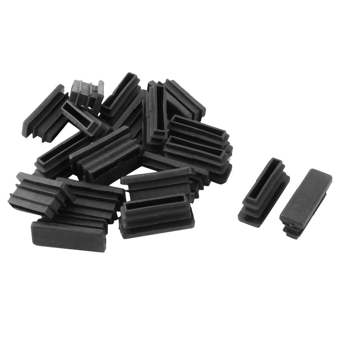 Unique Bargains 20 Pcs Antislip Plastic Rectangle 30mm x 11mm Chair Foot Cover Table Furniture Leg Protector Black
