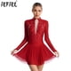thumbnail image 2 of Vestido de baile lírico de Ballet para mujer, traje de patinaje artístico con diamantes de imitación brillantes, cuello simulado, malla transparente, vestido de baile moderno de manga larga, 2 of 5