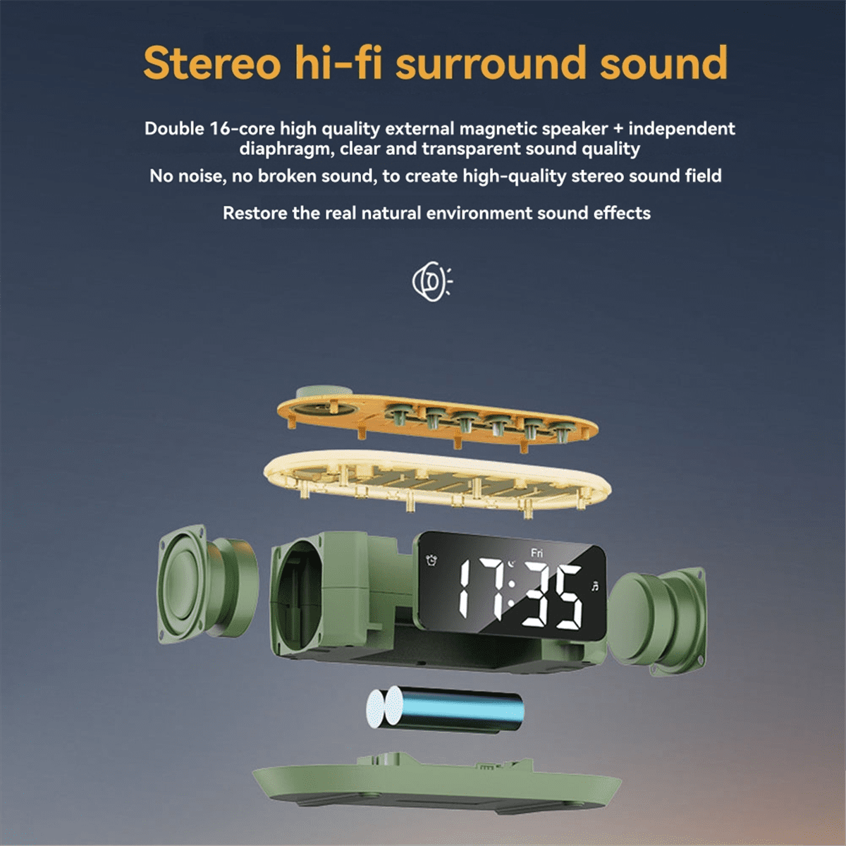 Bluetooth Multiple White Noise Combinations LED Display Screen Speaker and USB Playback with RGB Atmosphere Black