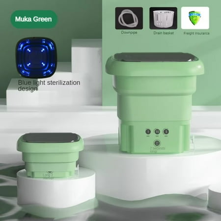 

Compact Portable Mini Washing Machine with Spin Dryer - Automatic 110V/220V Underwear Sock Washer and Centrifuge - Foldable 8L Capacity - Efficient Laundry Solution for Small Spaces