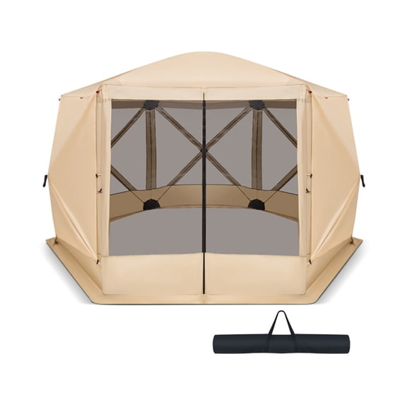 Aimee Lii 11.5 X 11.5 FT Pop-up Screen House Tent with Portable Carrying Bag, Outdoor Portable Tent for Camping, Traveling, Hiking-Coffee