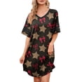 thumbnail image 3 of MINTREUS Women's Valentine's Day Nightgown Short Sleeve Nightshirt V Neck Sleep Shirt Loose Loungewear Casual Sleepwear S-3X, 3 of 7
