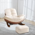 thumbnail image 1 of Mecedora individual con taburete reposapiés, sofá perezoso, sillón con otomana, cojín acolchado, mecedora reclinable para jardín y patio fondo marrón, 1 of 8