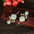 thumbnail image 4 of HOOUN Boucles d'Oreilles en Jade Design Fleur Magnifique Incrusté de Jade Naturel Assortiment Quotidien, 4 of 5
