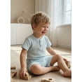 thumbnail image 6 of BemeyourBBs Infant Baby Boys Girls Summer Clothes Toddler Baby Boy Girl Summer 2 Pieces Outfit Waffled Solid Color Short Sleeve Button Shirt Tops with Pockets Shorts Set, 6 of 9