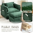 thumbnail image 3 of BISHE Oversized Boucle Accent Chair 55.32" with Portable Ottoman & Storage, Double Cushion Deep Seating for Living Room Comfy Arm Chairs, Bedroom, Dark Green, 3 of 8