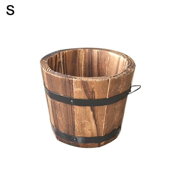 MesaSe Rustic Succulent Planter Wooden Barrel Empty Flower Pot Container Garden Decor