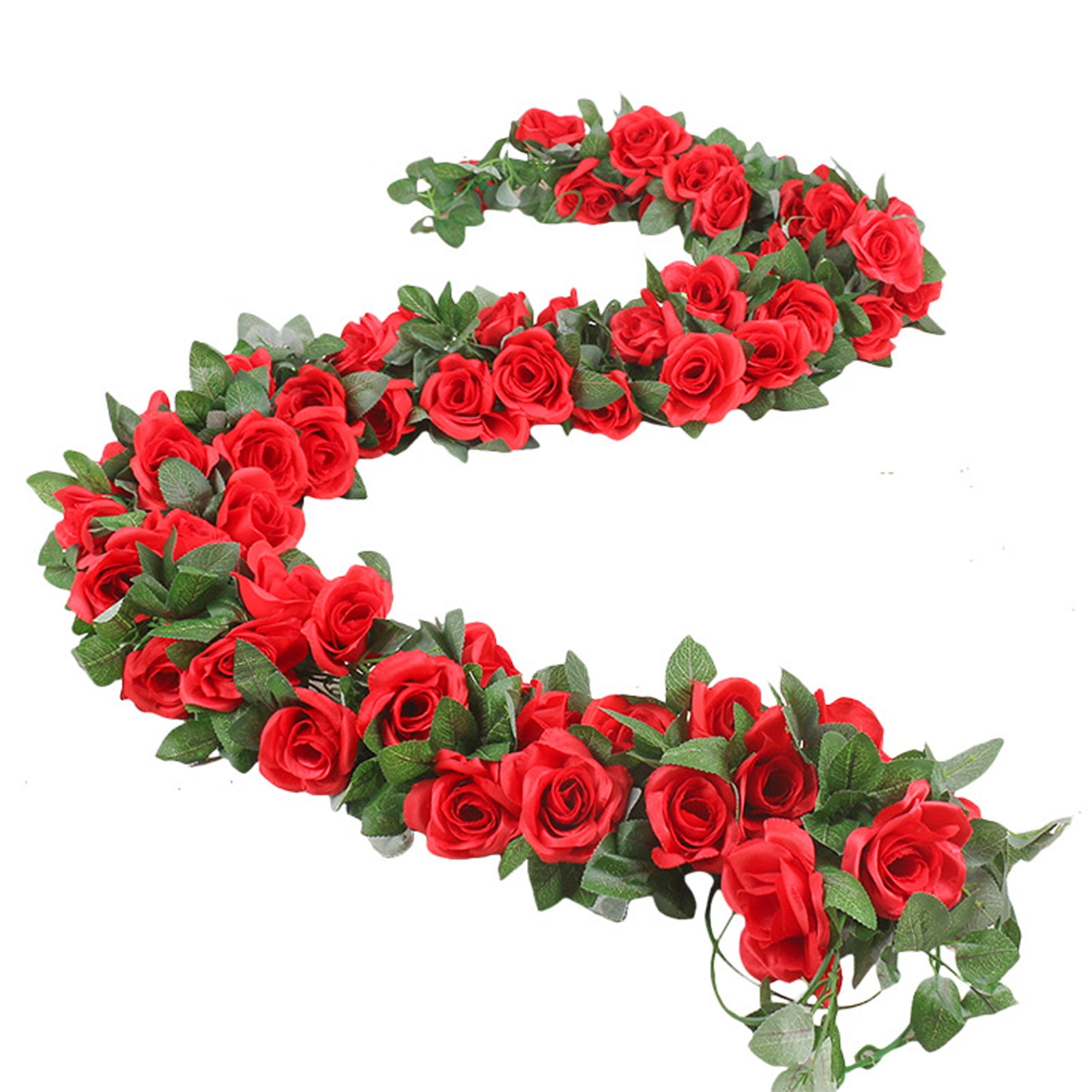 1/2 Pack 220cm Artificial Rose Flower Garland Decoration, Fake Silk