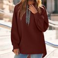 thumbnail image 4 of SHE IS White Crewneck Sweatshirt Women Lightweight Oversized Hoodies for Women Graphic Pullover Sweatshirts for Women Half Zip Crew Neck Tops for Women Long Sleeve My Orders Placed, 4 of 5