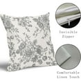 thumbnail image 4 of Light Grey and Cream Floral Pillow Covers 18x18 Inch Set of 2 Vintage Floral Throw Pillow Covers Chinoiserie Flower Pillowcases Rustic Farmhouse Cotton Linen Cushion Covers for Couch Bed Sofa Decor, 4 of 6