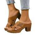 thumbnail image 4 of Wide Width Women's Heeled Sandals Strap Open Toe Sandals Low Heels Dress Shoes, 4 of 9